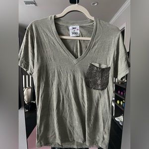 Son of John Moss Green shirt with Sequin Pocket